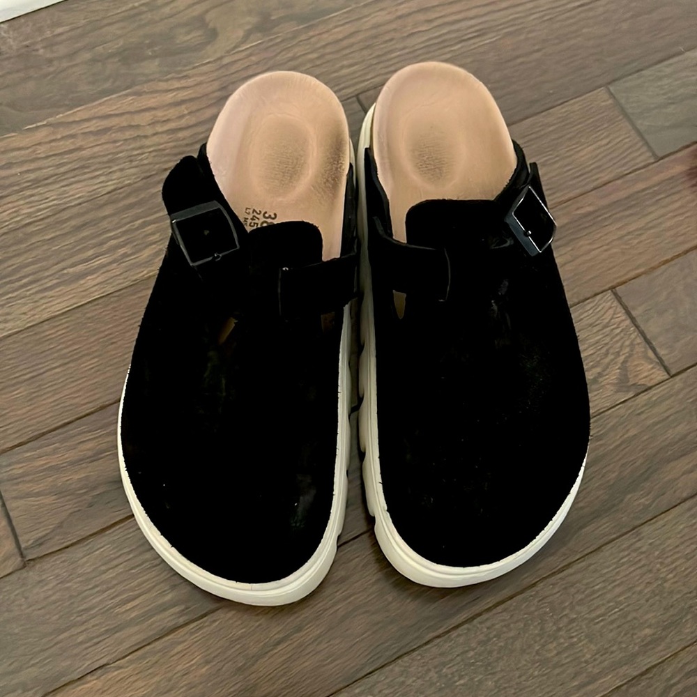 Black chunky Birkenstock clogs